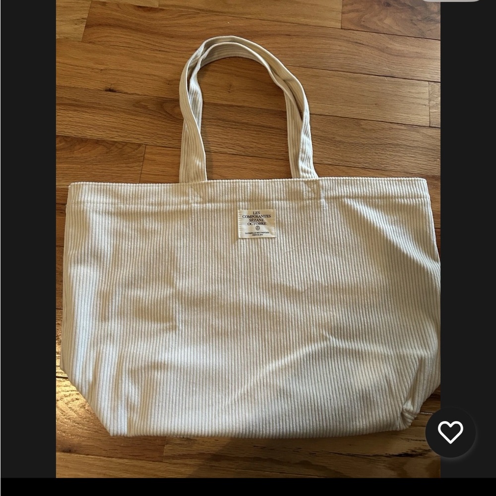 Sézane Ivory Corduroy Tote Bag